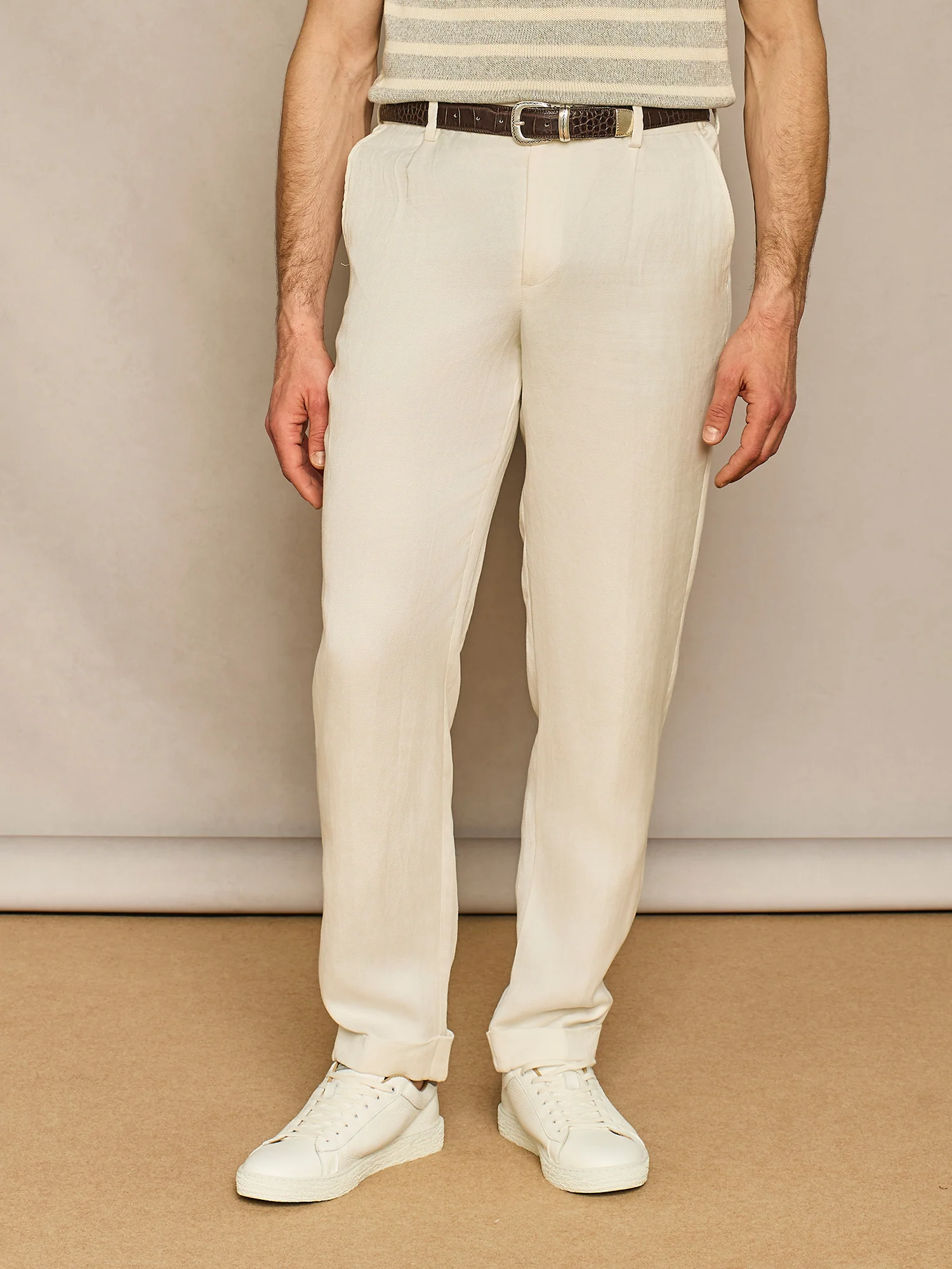 Pantalone relaxed fit in misto lino bianco - Image 2