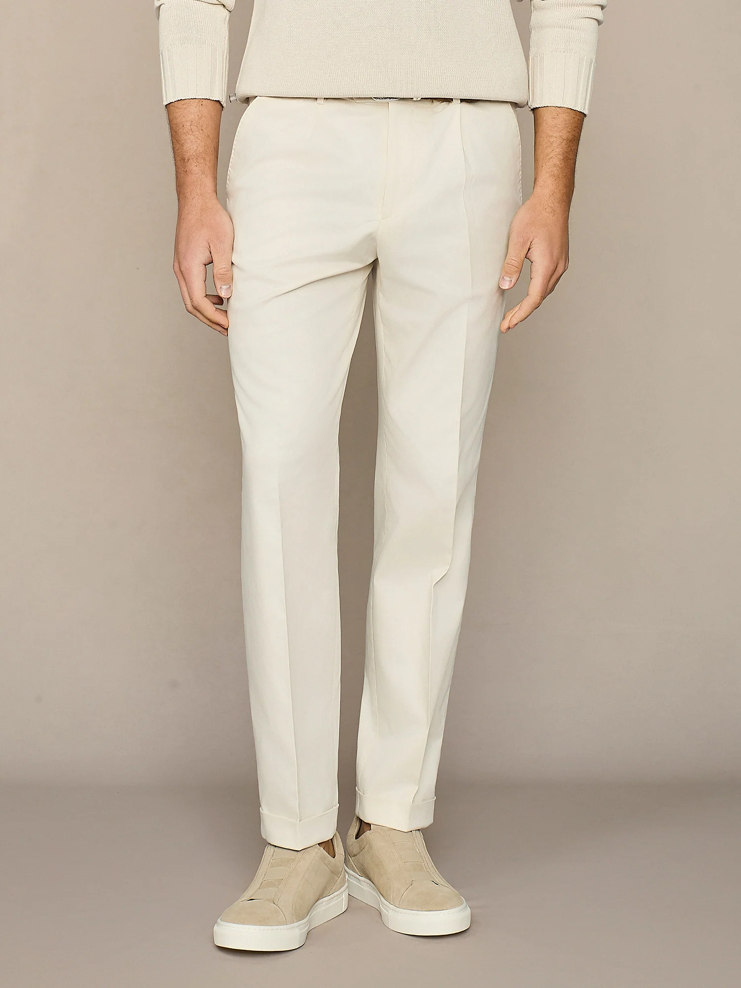 Pantalone in cotone e lyocell burro - Image 2