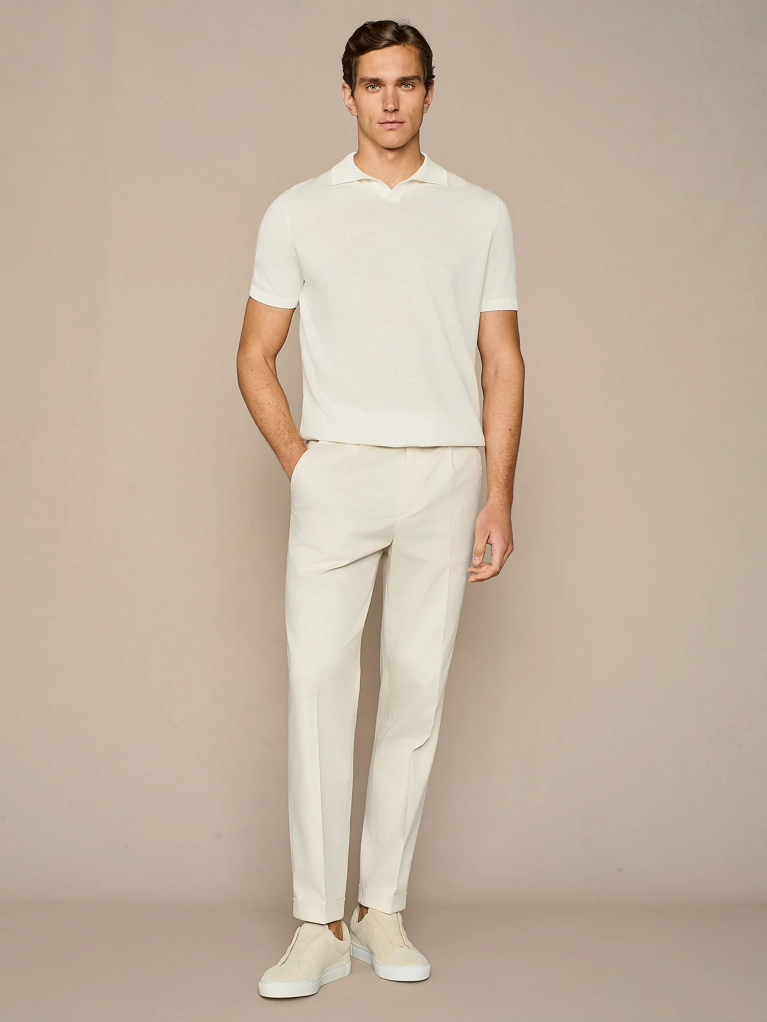 Polo crepe in maglia bianca - Image 3
