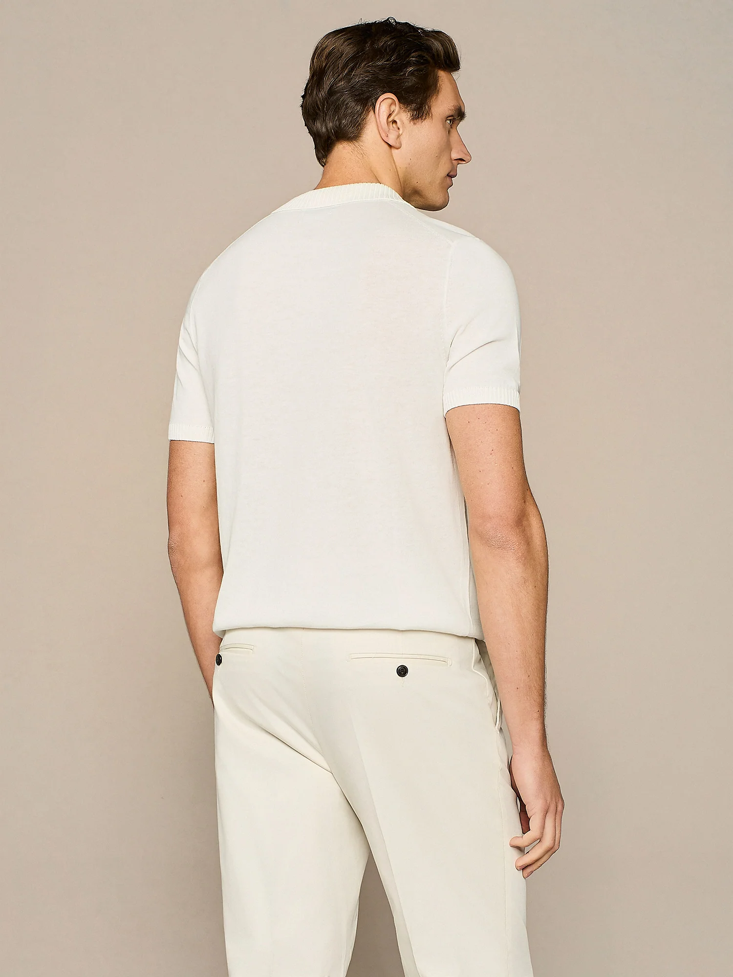 Polo crepe in maglia bianca - Image 4