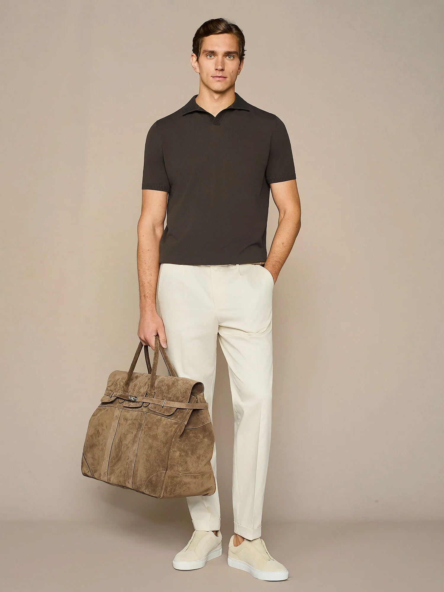 Polo crepe in maglia moro - Image 3