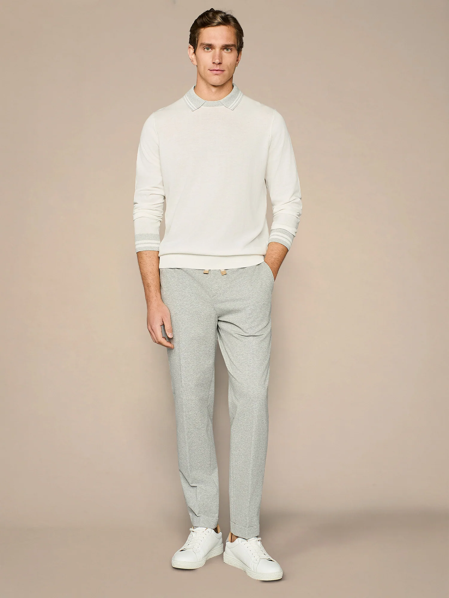 Polo girocollo in maglia bianco - Image 4