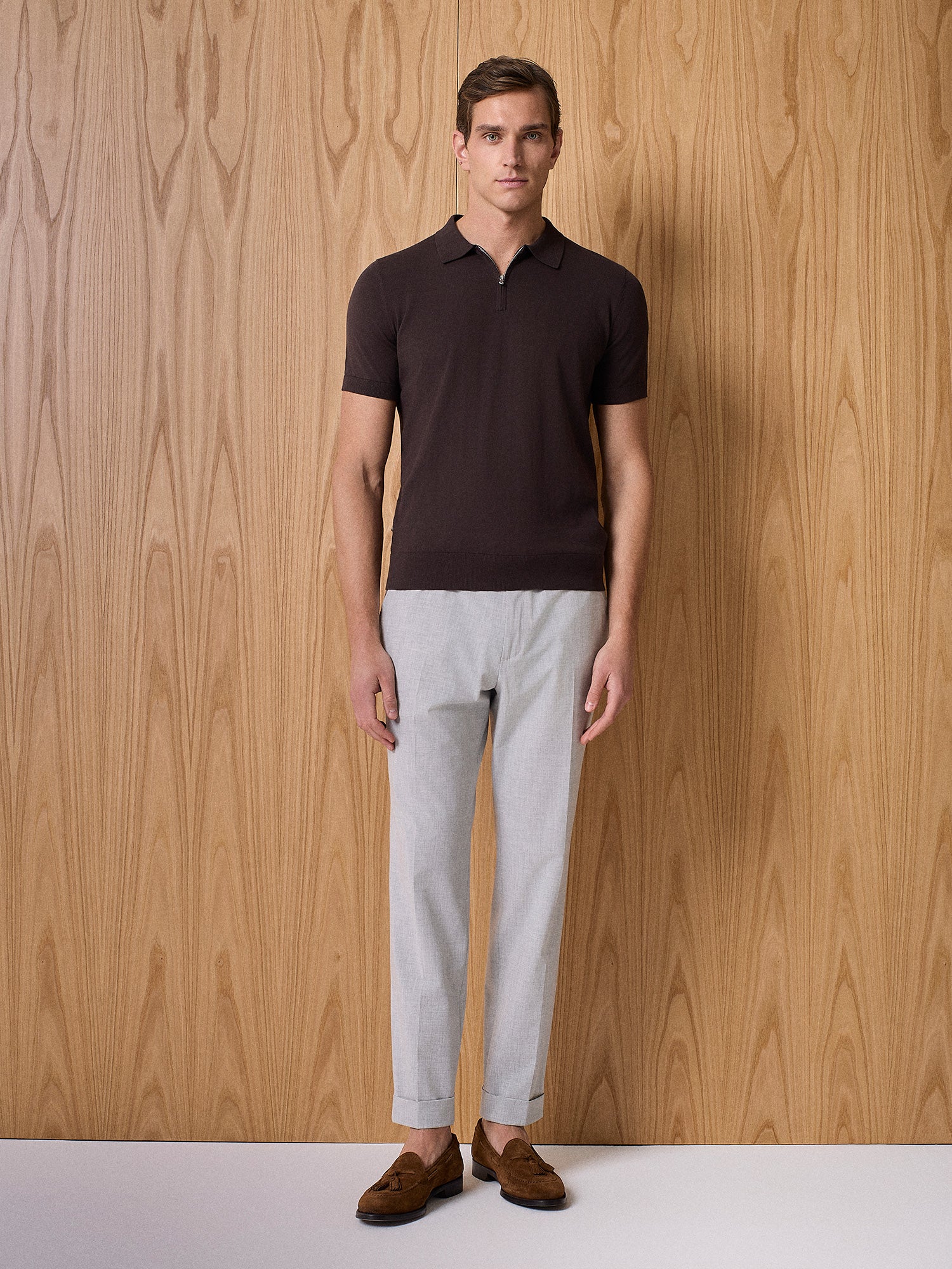 Polo in maglia con zip moro - Image 3