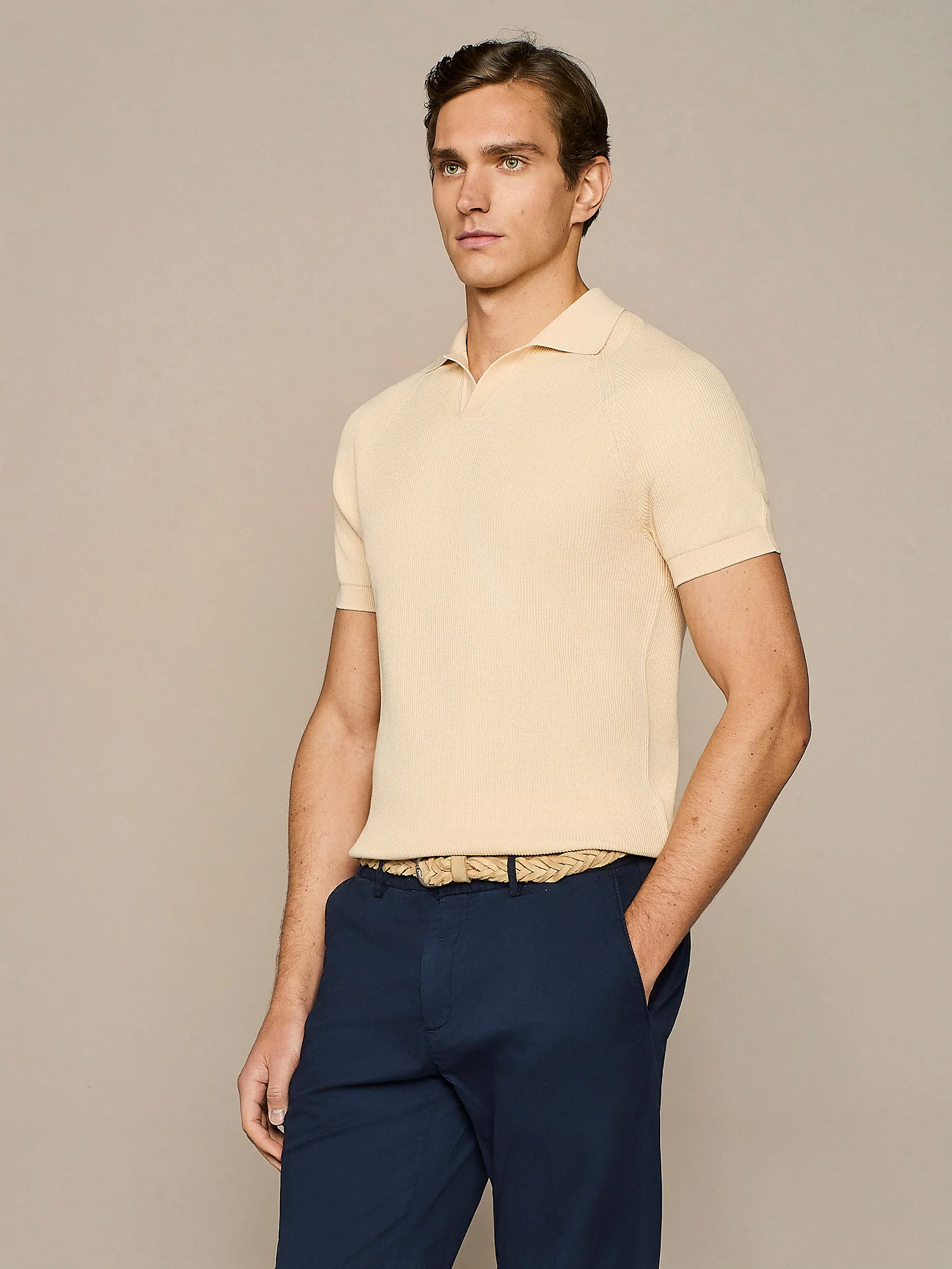 Polo in maglia costa inglese apricot - Image 2