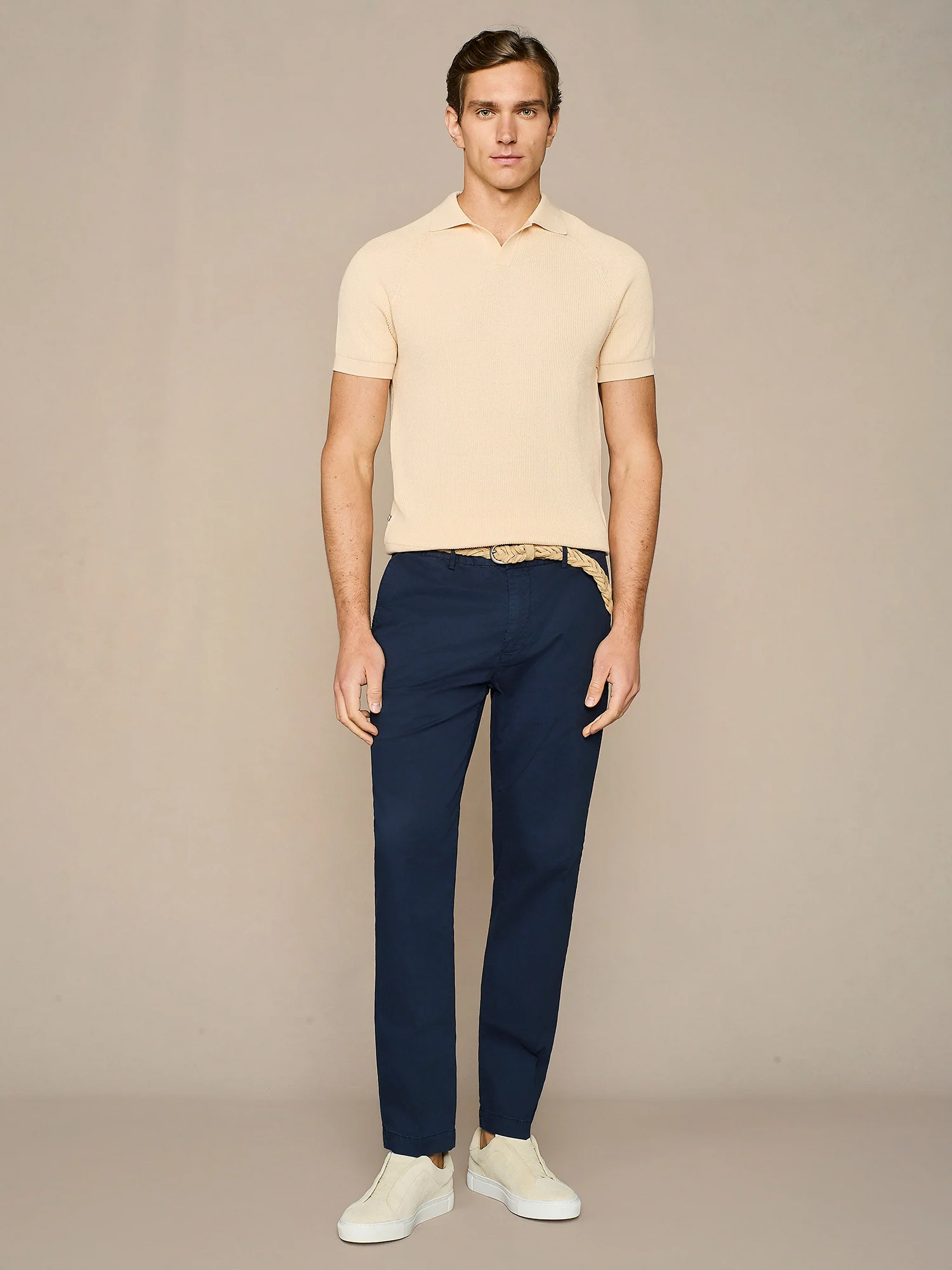 Polo in maglia costa inglese apricot - Image 3