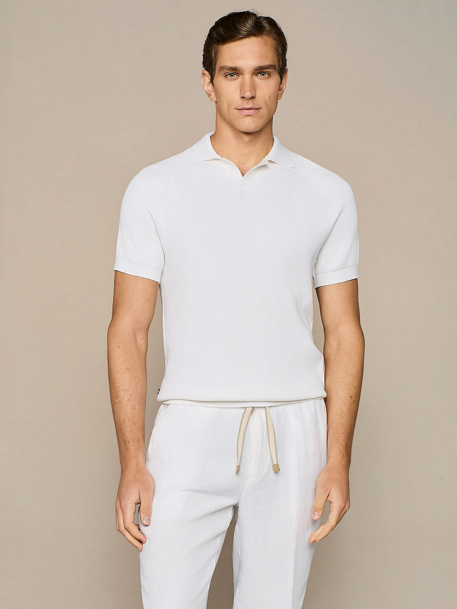 Polo in maglia costa inglese bianco