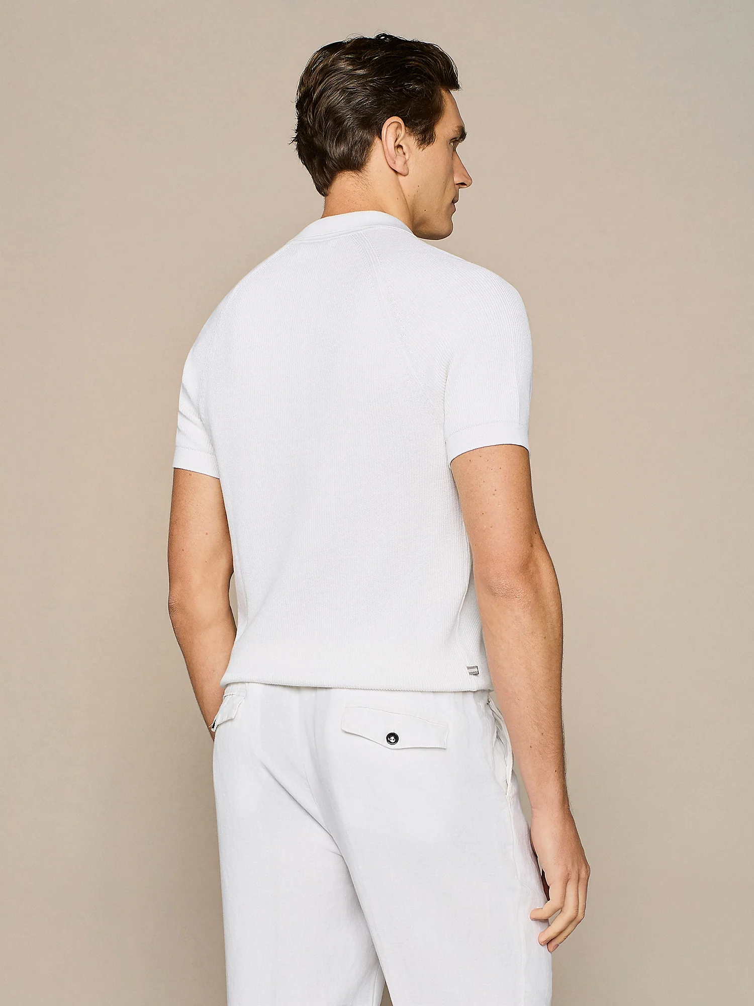 Polo in maglia costa inglese bianco - Image 4