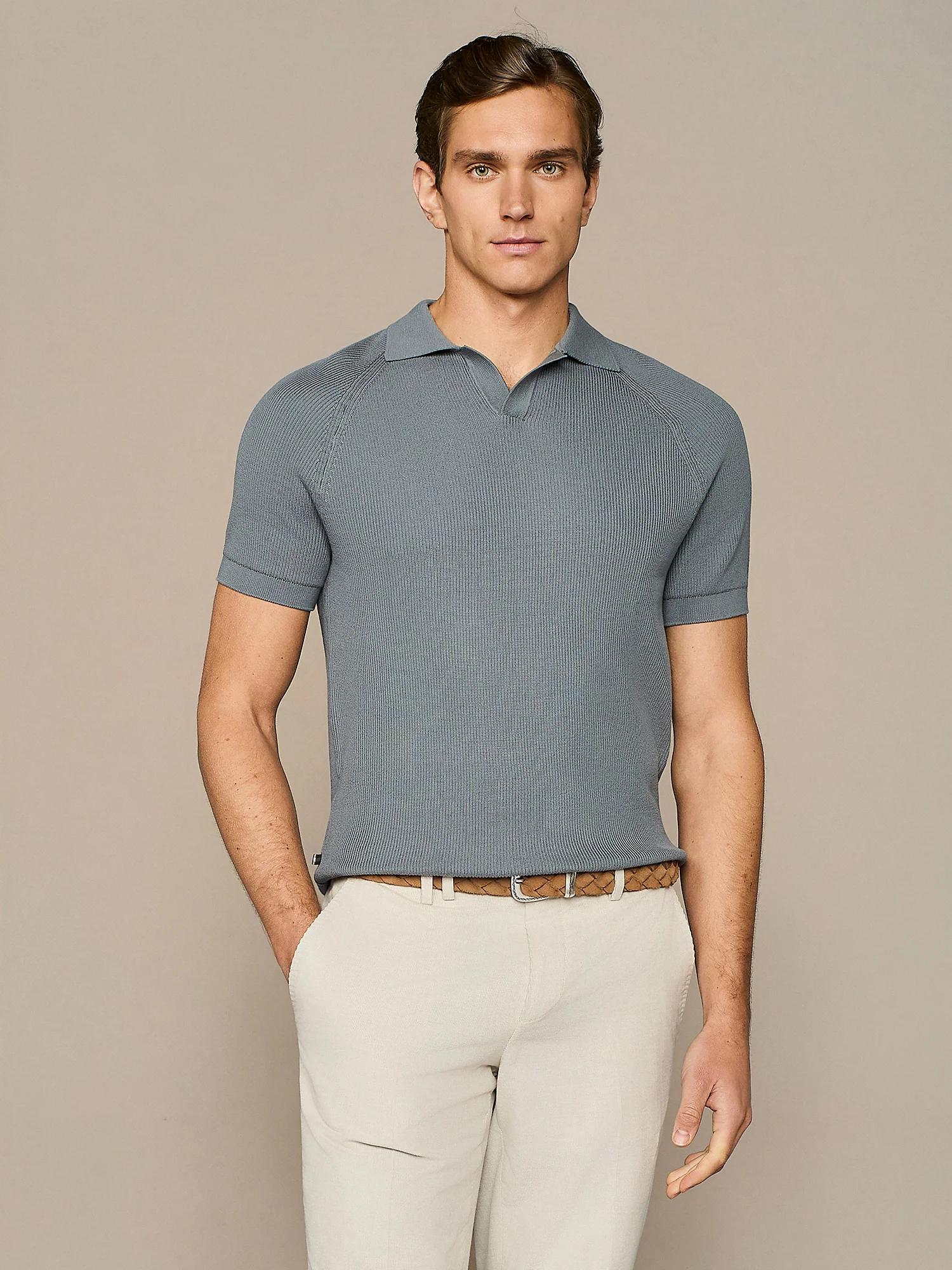 Polo in maglia costa inglese ceruleo