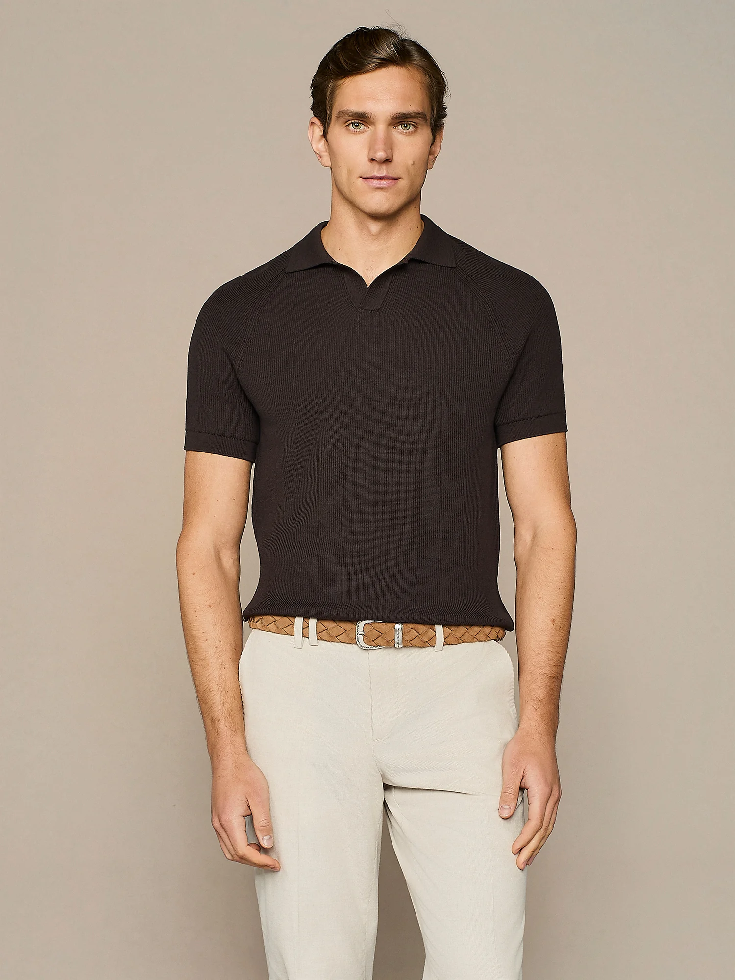 Polo in maglia costa inglese moro