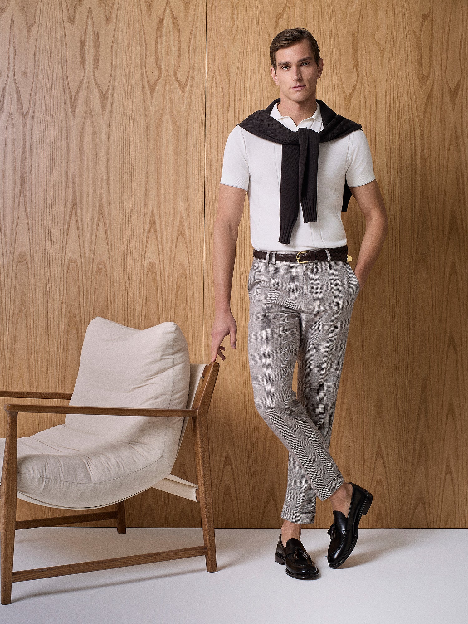 Polo in maglia costa piatta bianco - Image 3