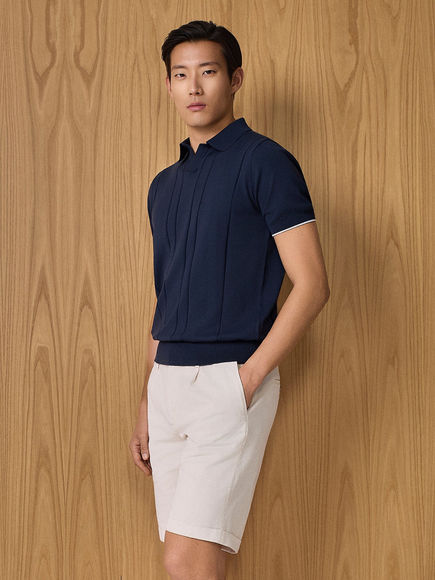 Polo in maglia costa piatta navy - Image 2