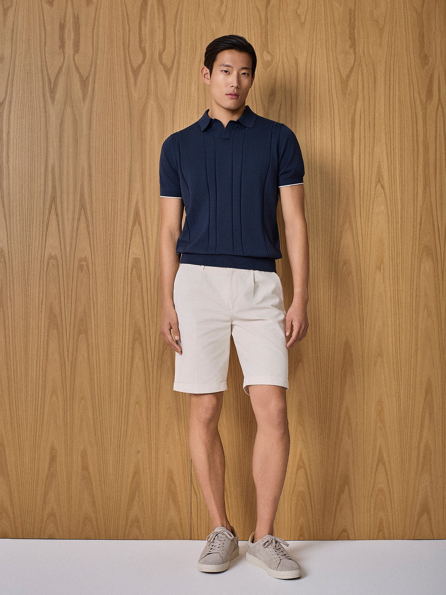 Polo in maglia costa piatta navy - Image 3