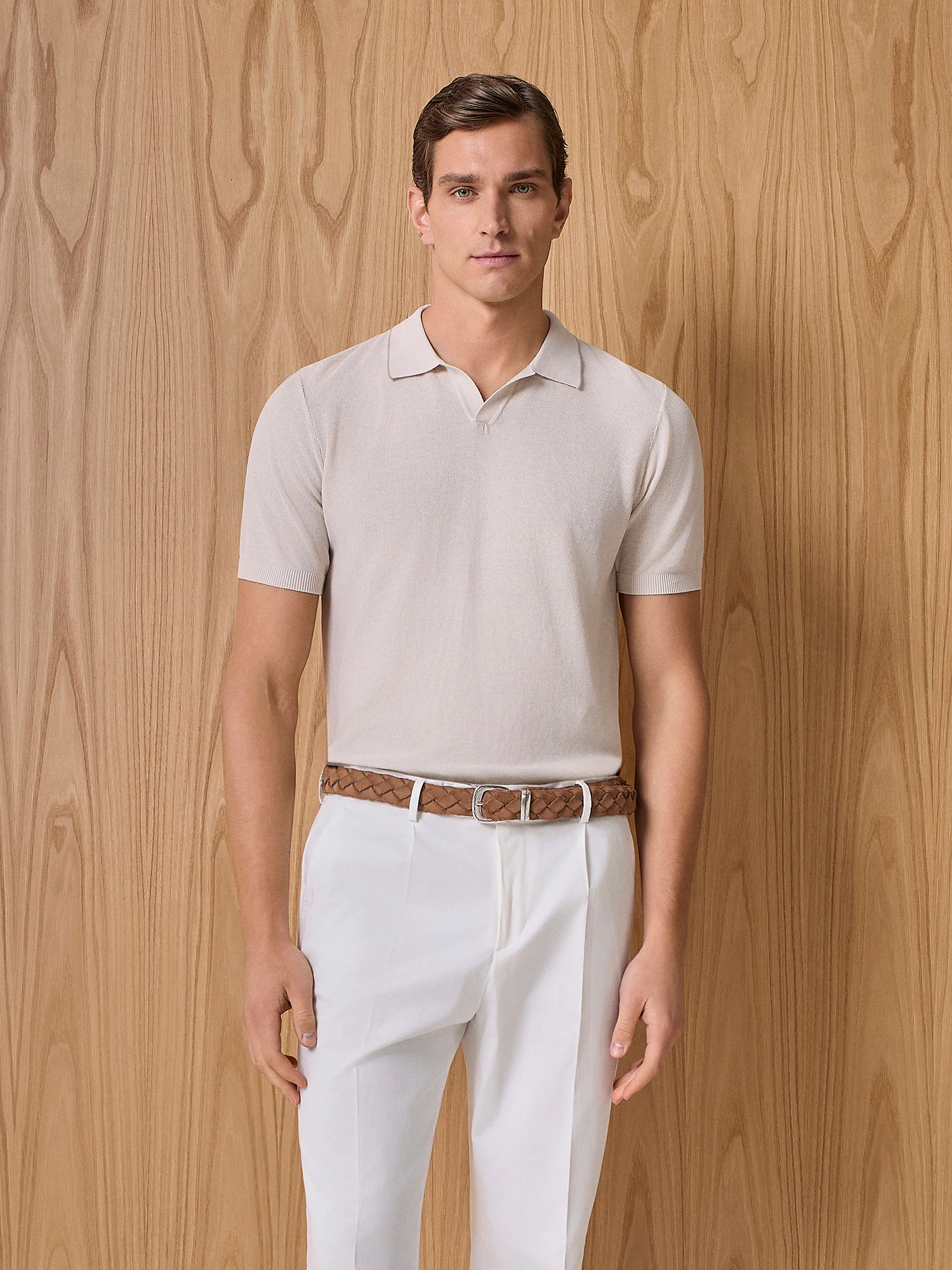 Polo in maglia piquet burro