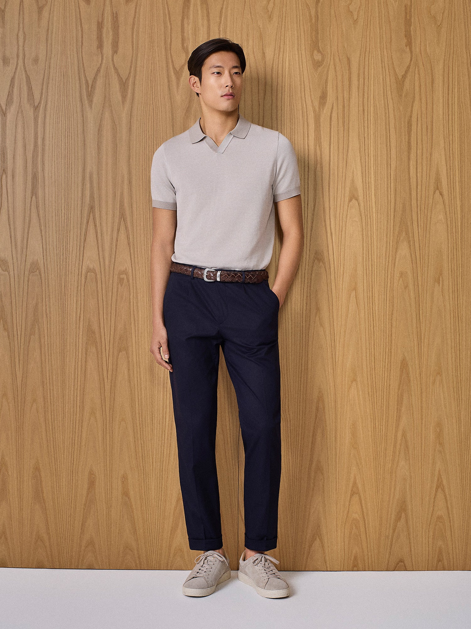 Polo in maglia piquet taupe - Image 3