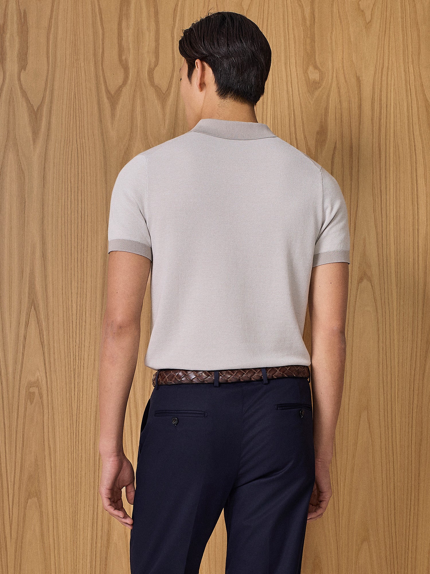 Polo in maglia piquet taupe - Image 4
