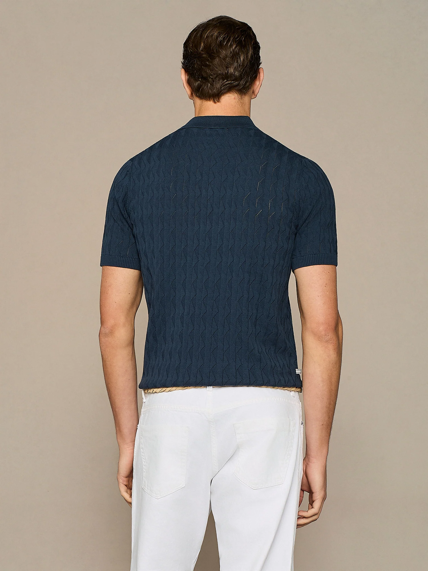 Polo in maglia wave blu - Image 4