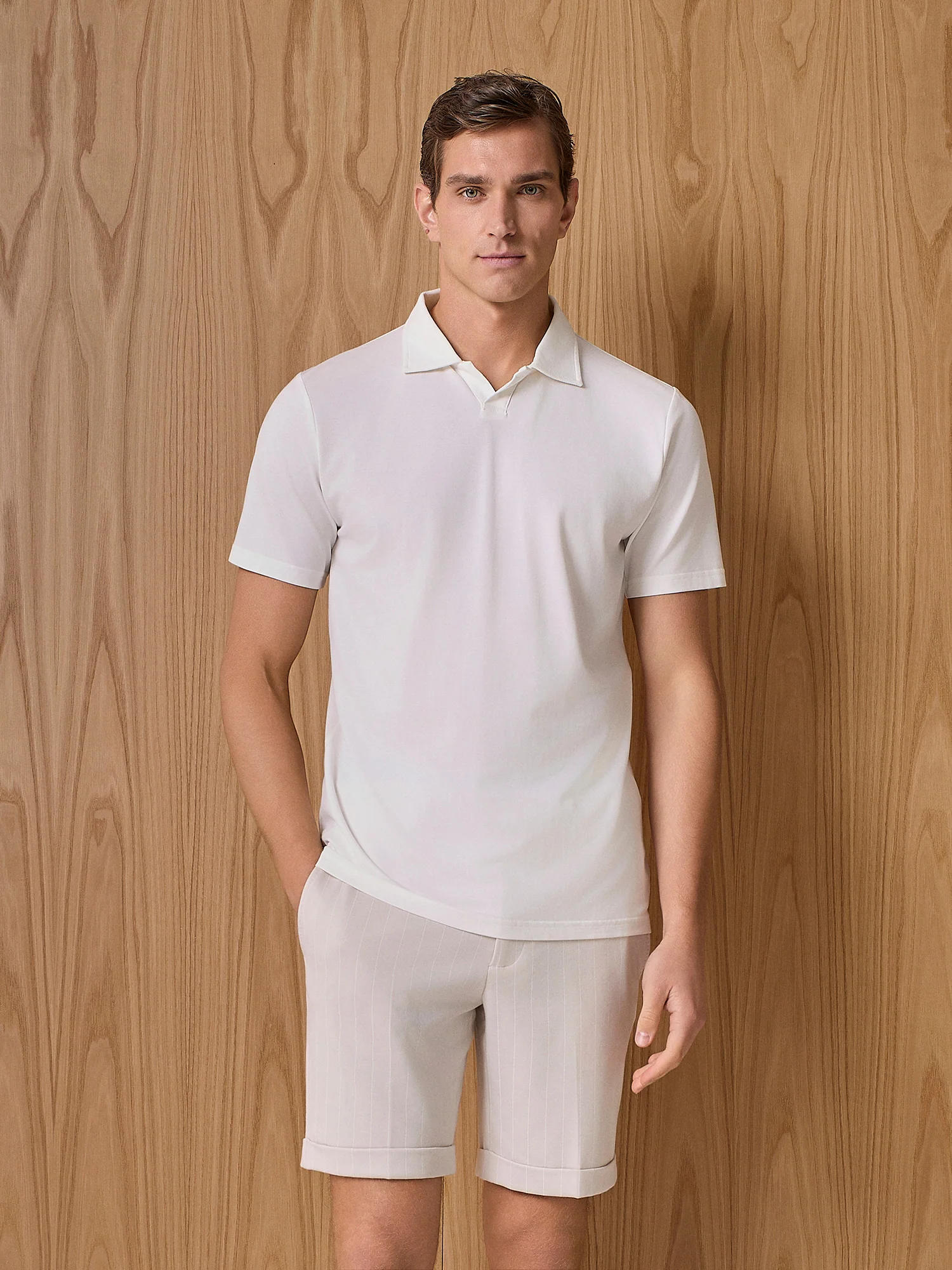 Polo in piquet tecnico bianco