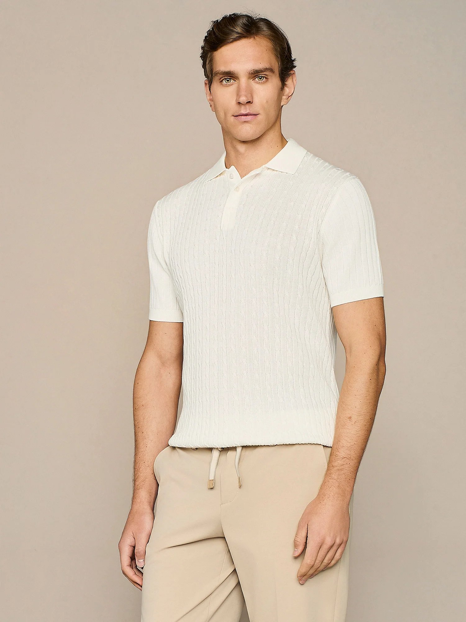 Polo trecce in maglia bianca - Image 2