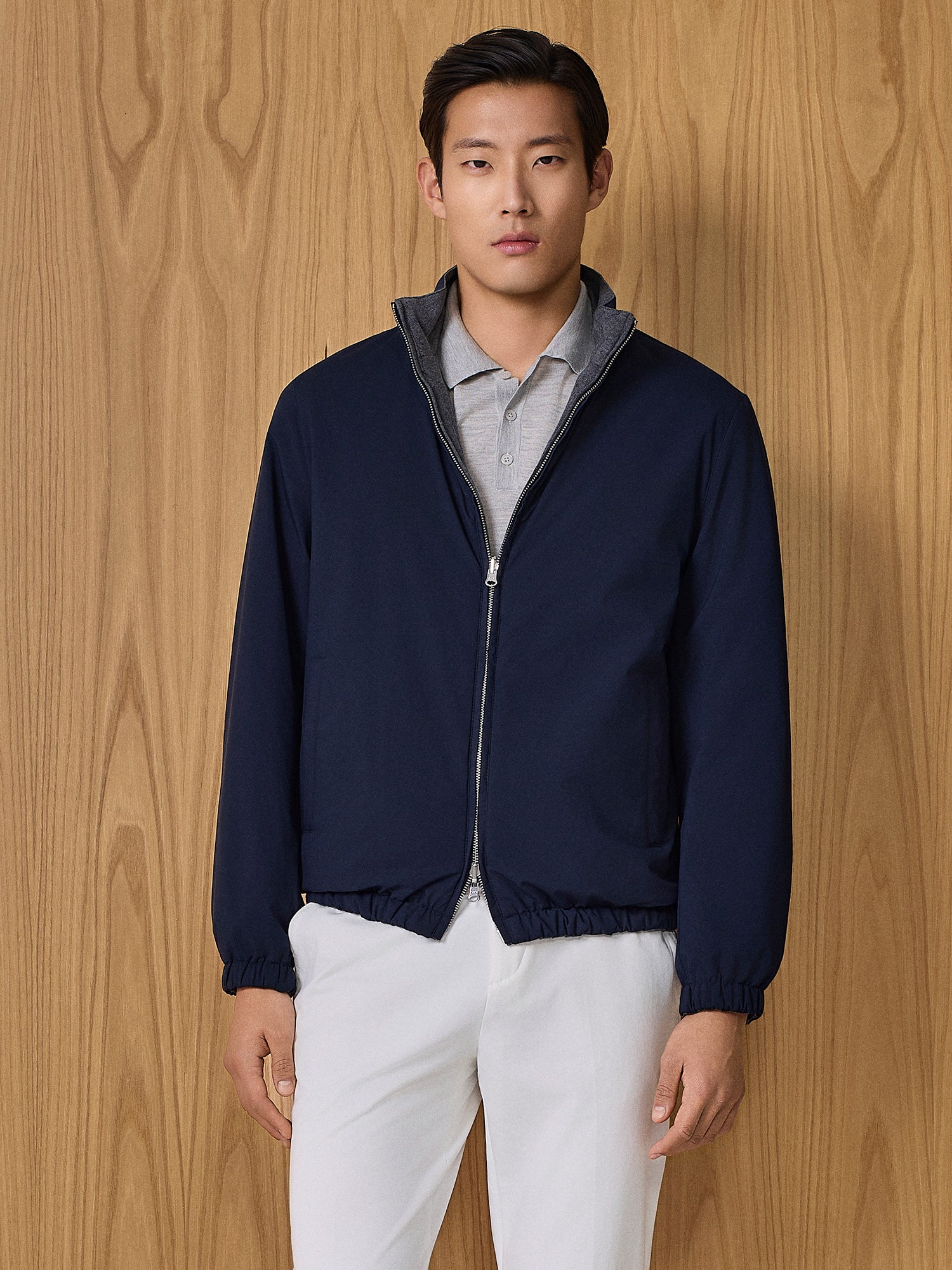 Giubbino leggero reversibile in nylon blu