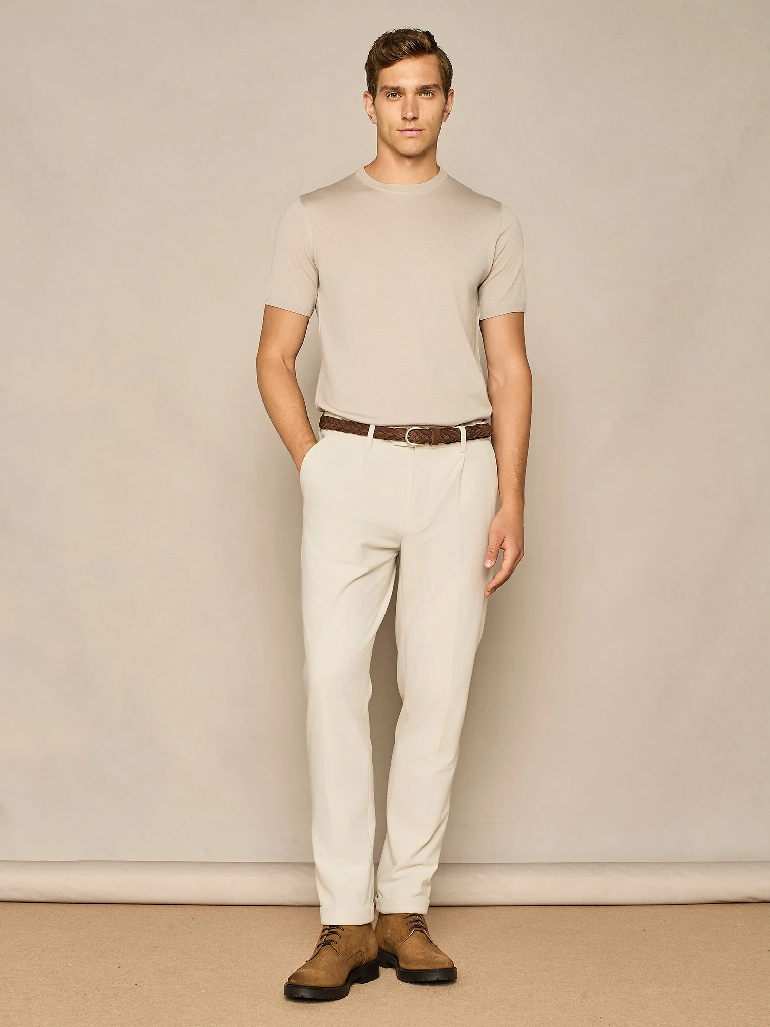 T-shirt in maglia misto seta e cashmere burro - Image 3