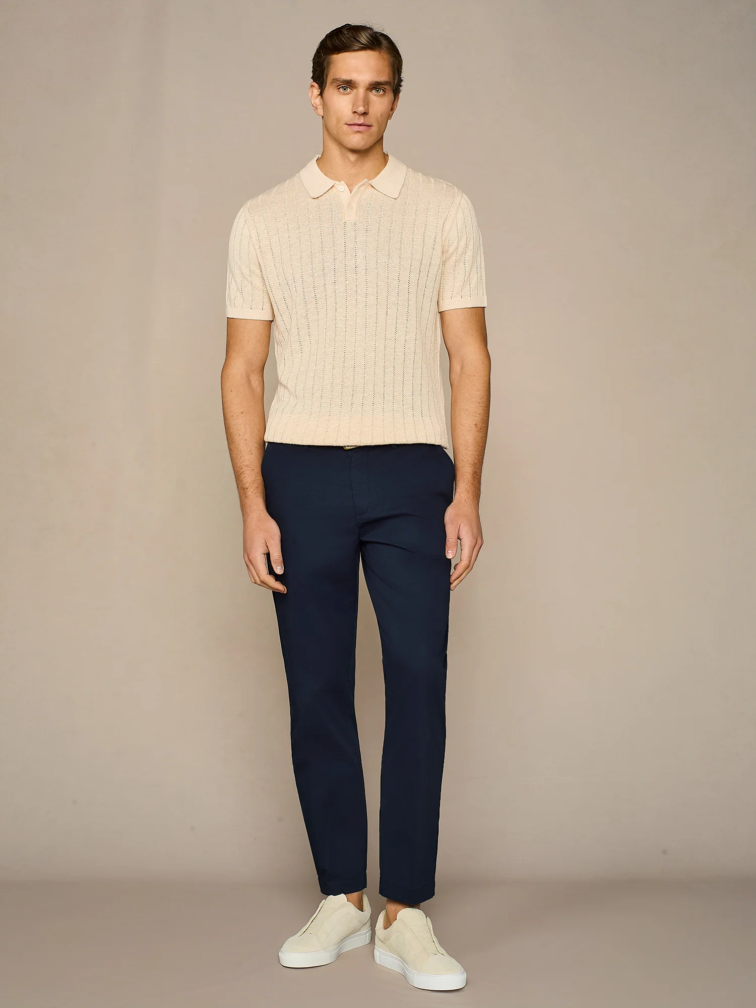 Polo in maglia pointelle apricot - Image 3