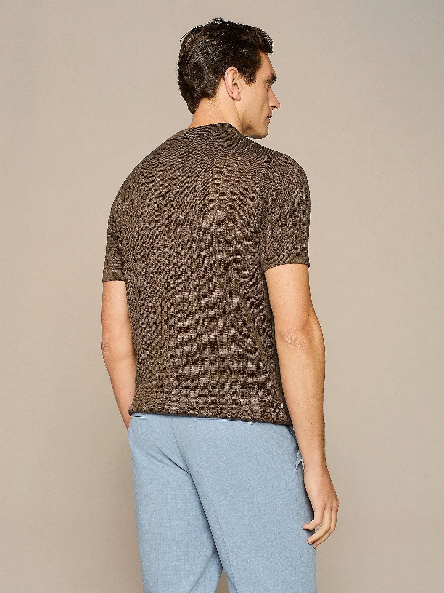 Polo in maglia pointelle cacao - Image 4