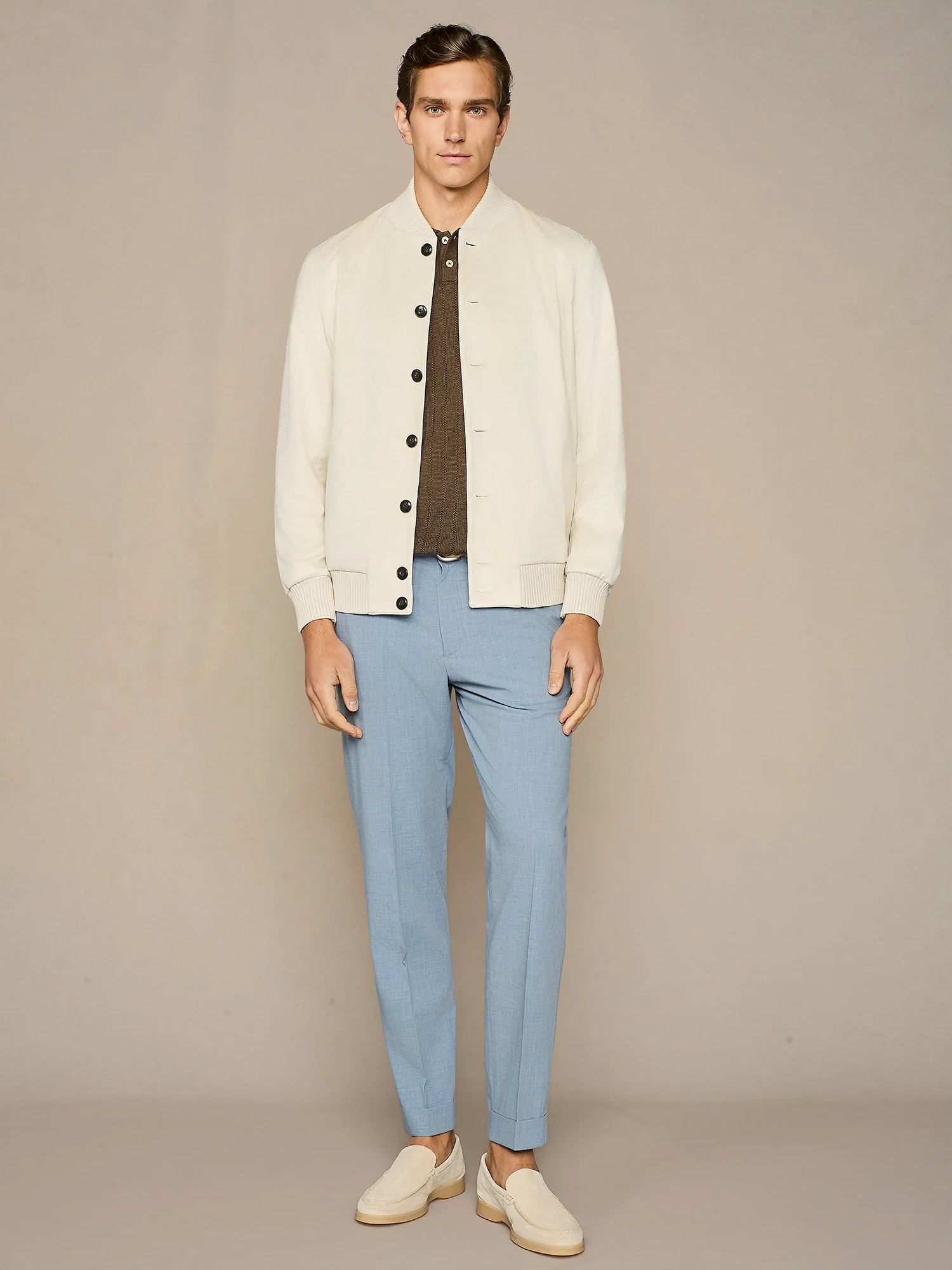 Bomber in eco suede beige - Image 3