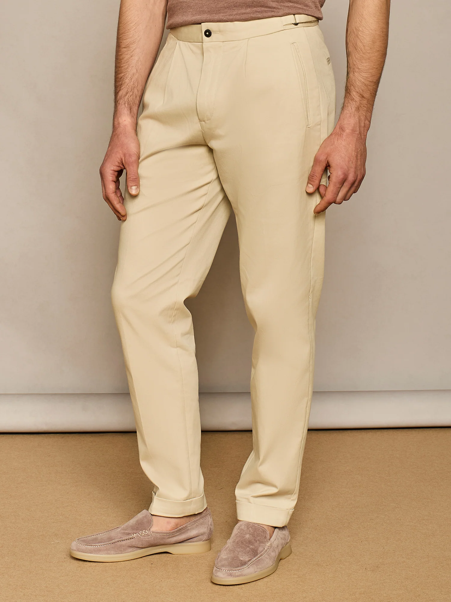 Pantalone in cotone con cintini burro - Image 3