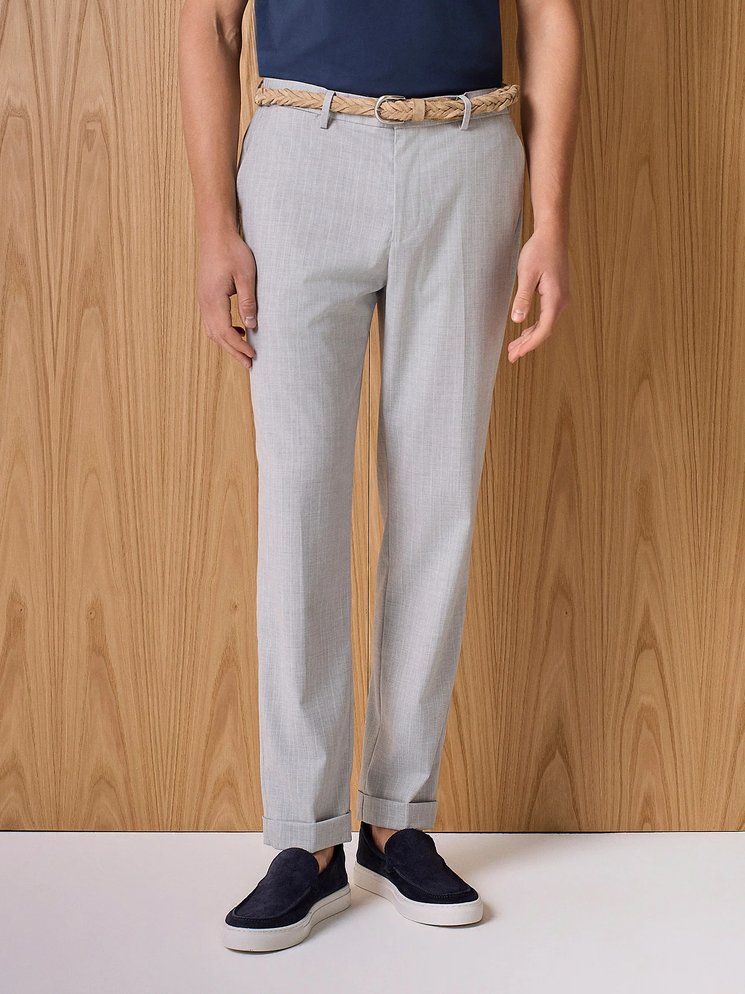 Pantalone con laccio gessato grigio chiaro - Image 2