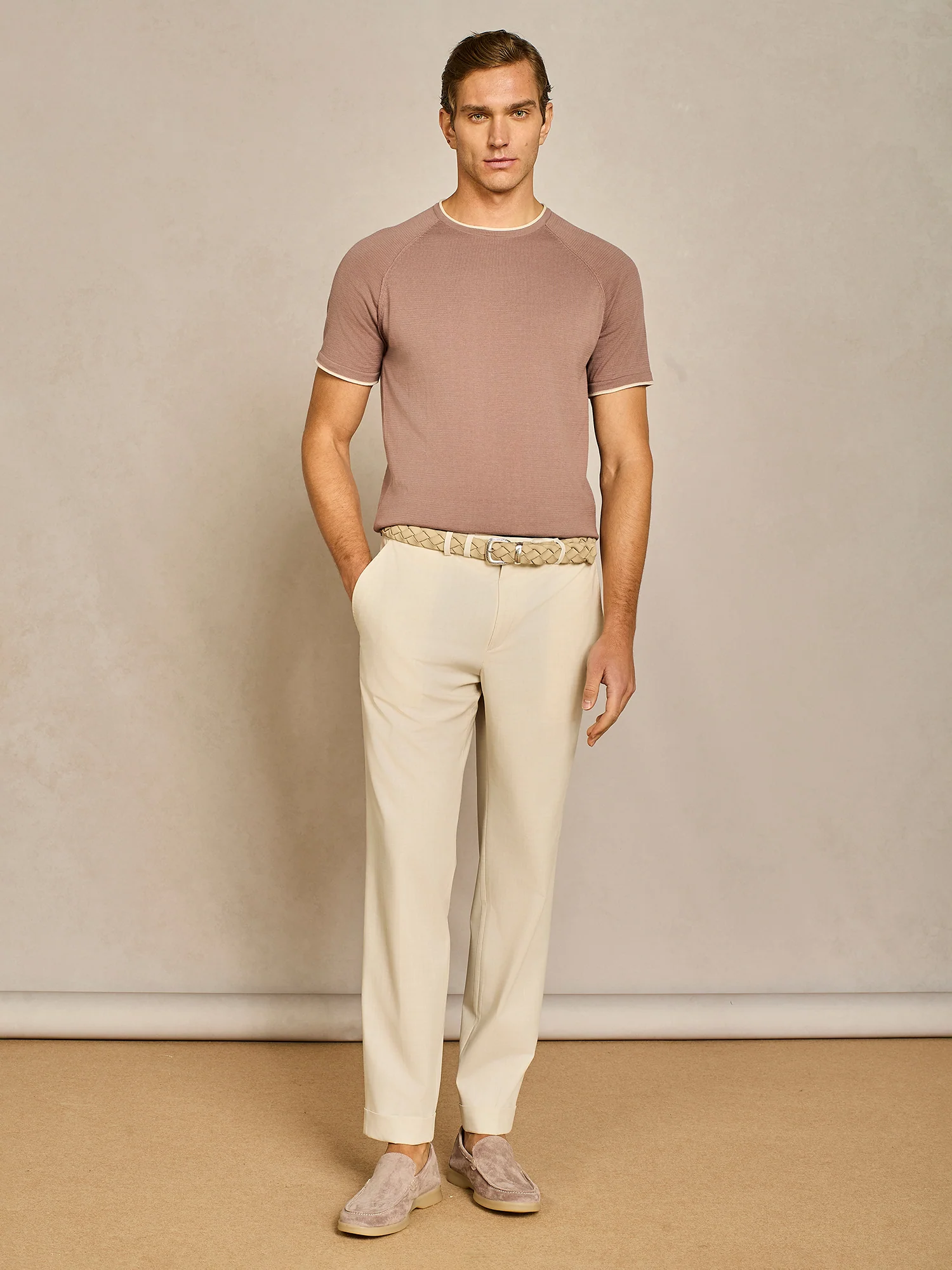 Pantalone con laccio in jersey piquet bianco