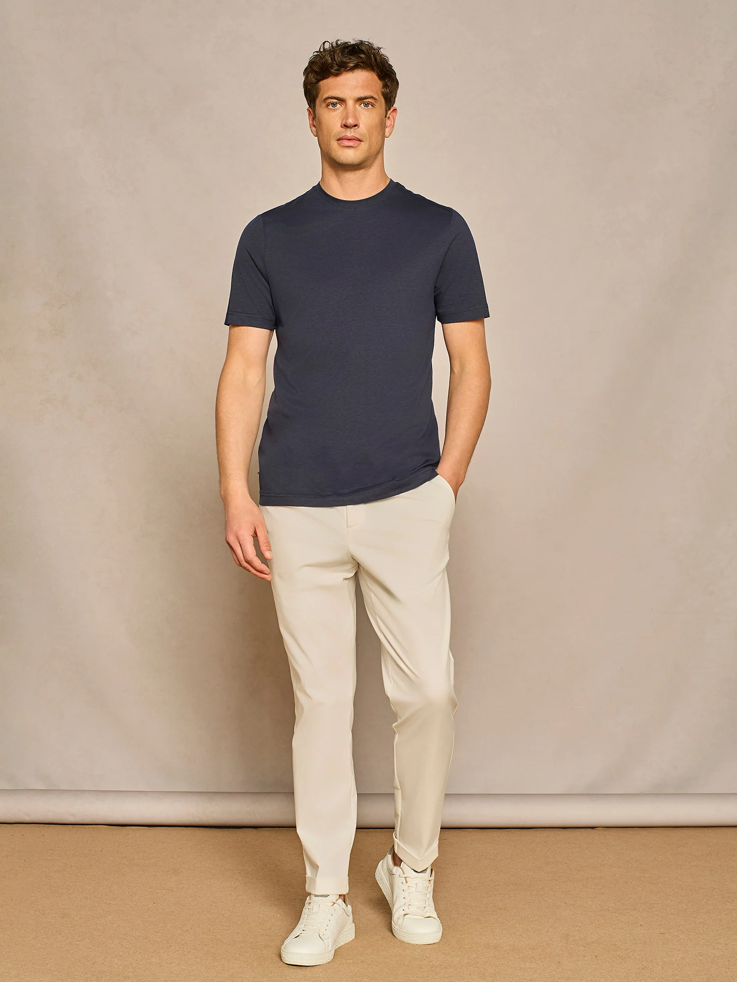 T-shirt ultralight in fluid jersey blu - Image 3