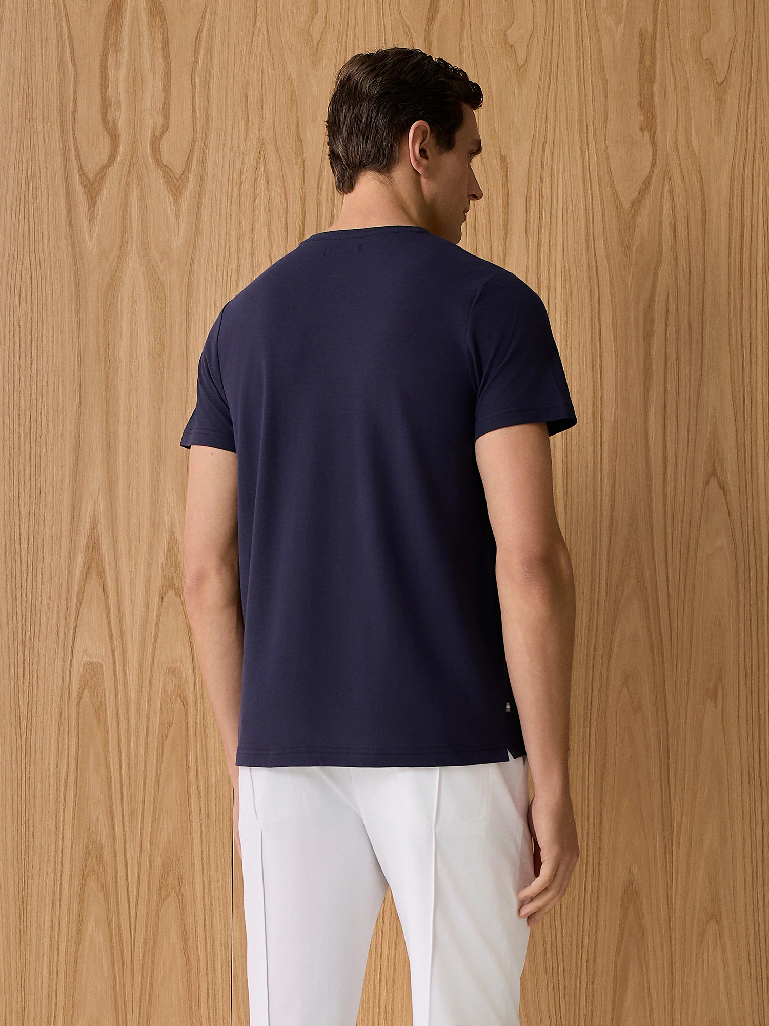 T-shirt in cotone crepe navy - Image 4
