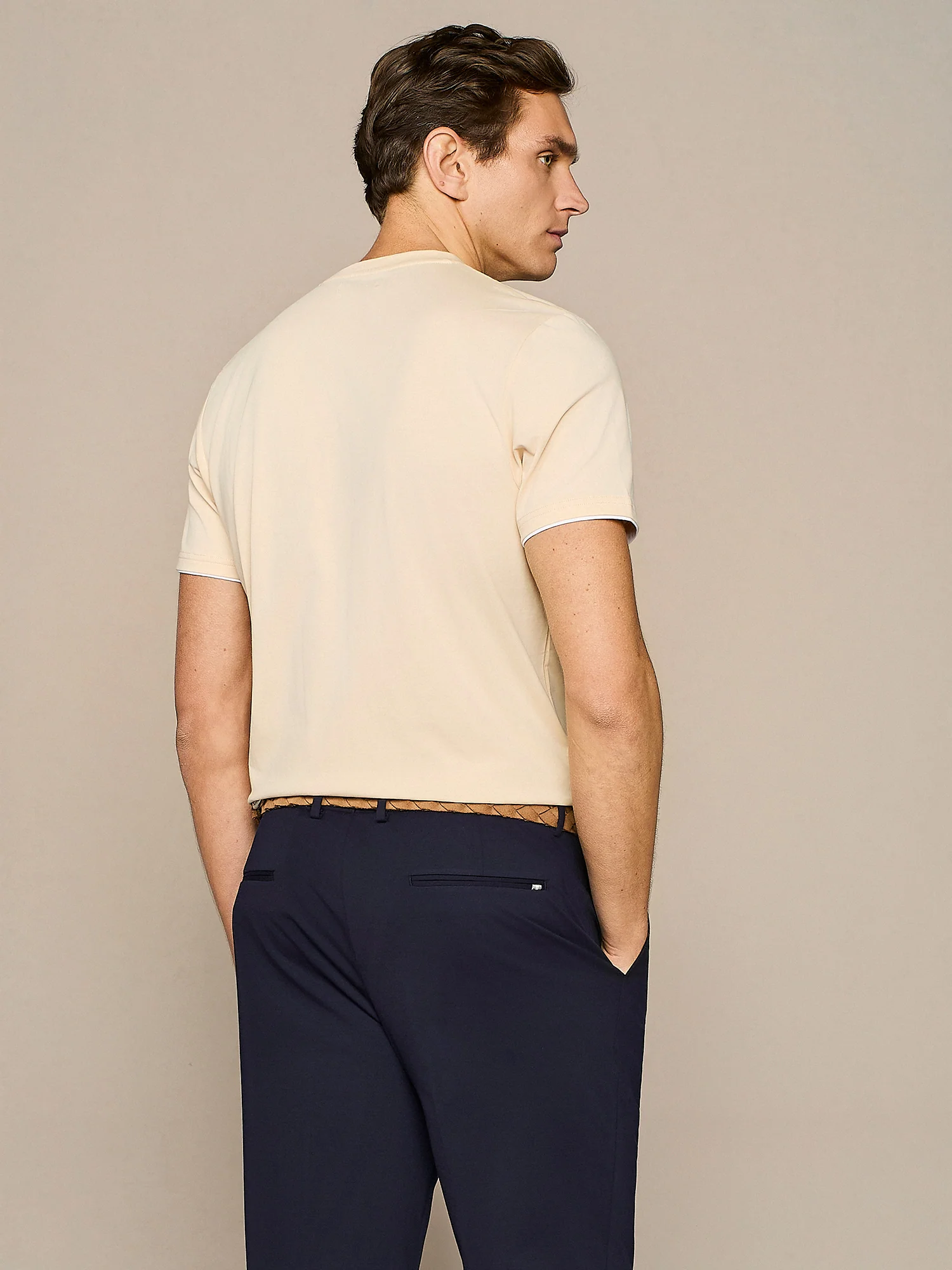 T-shirt doppio collo jersey apricot - Image 4