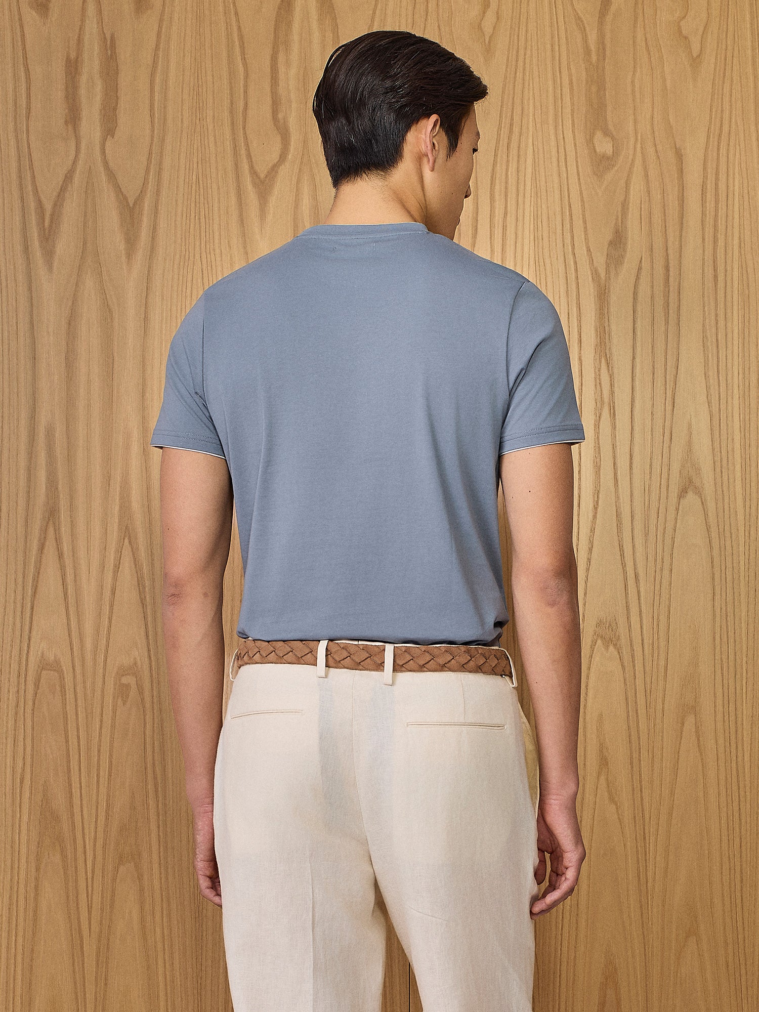 T-shirt doppio collo jersey ceruleo - Image 4