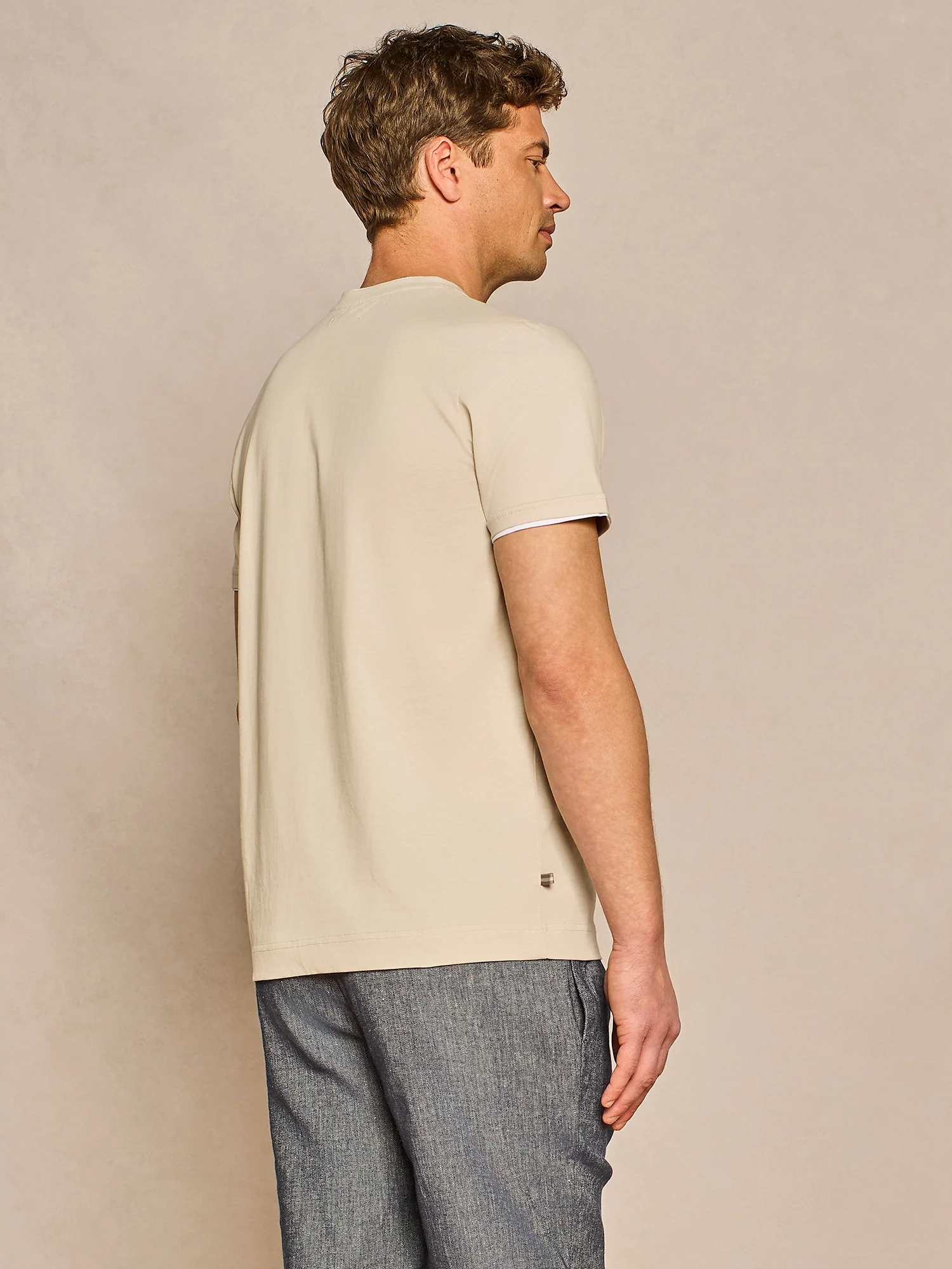 T-shirt doppio collo jersey burro - Image 4