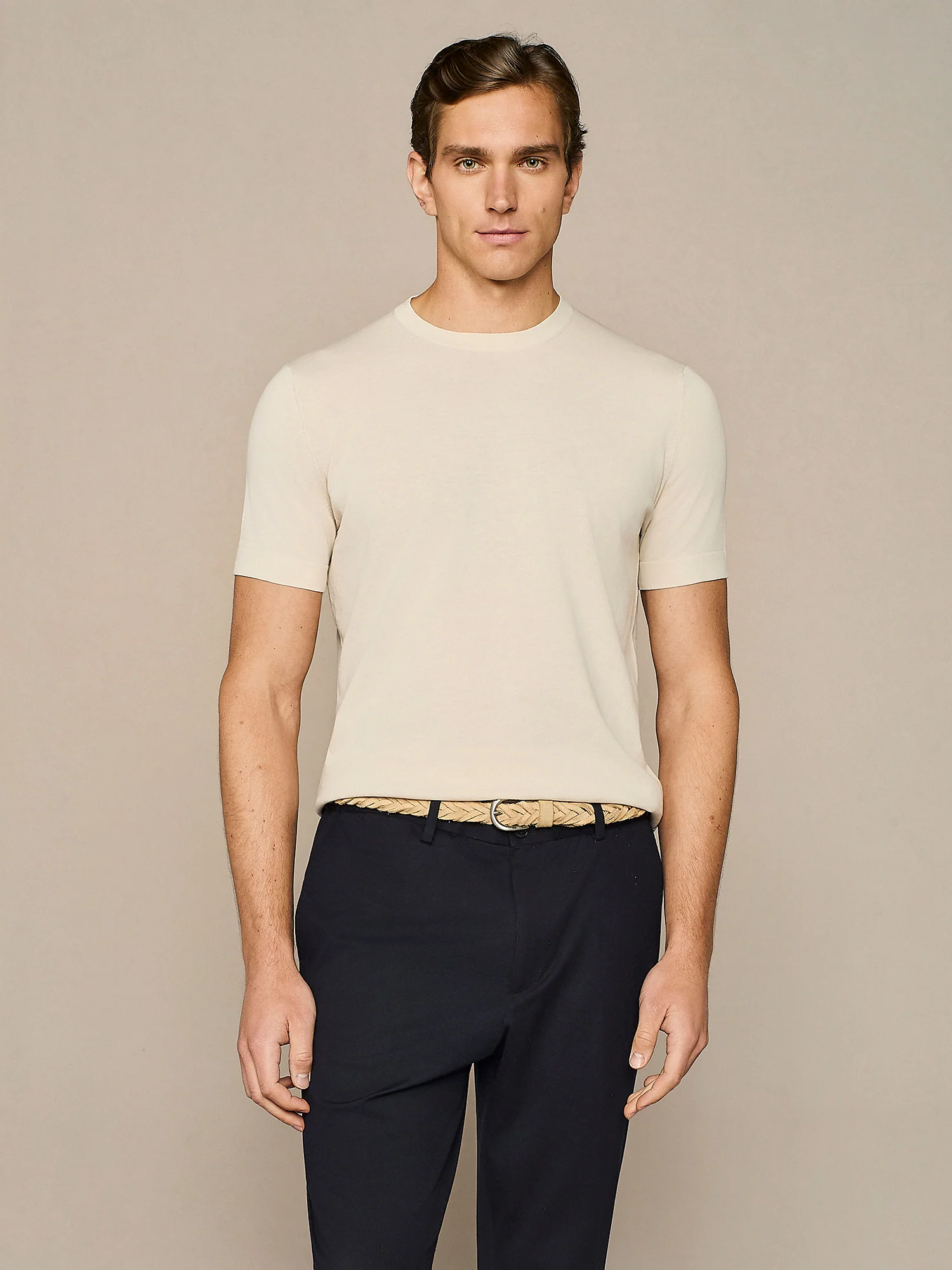 T-shirt crepe in maglia burro