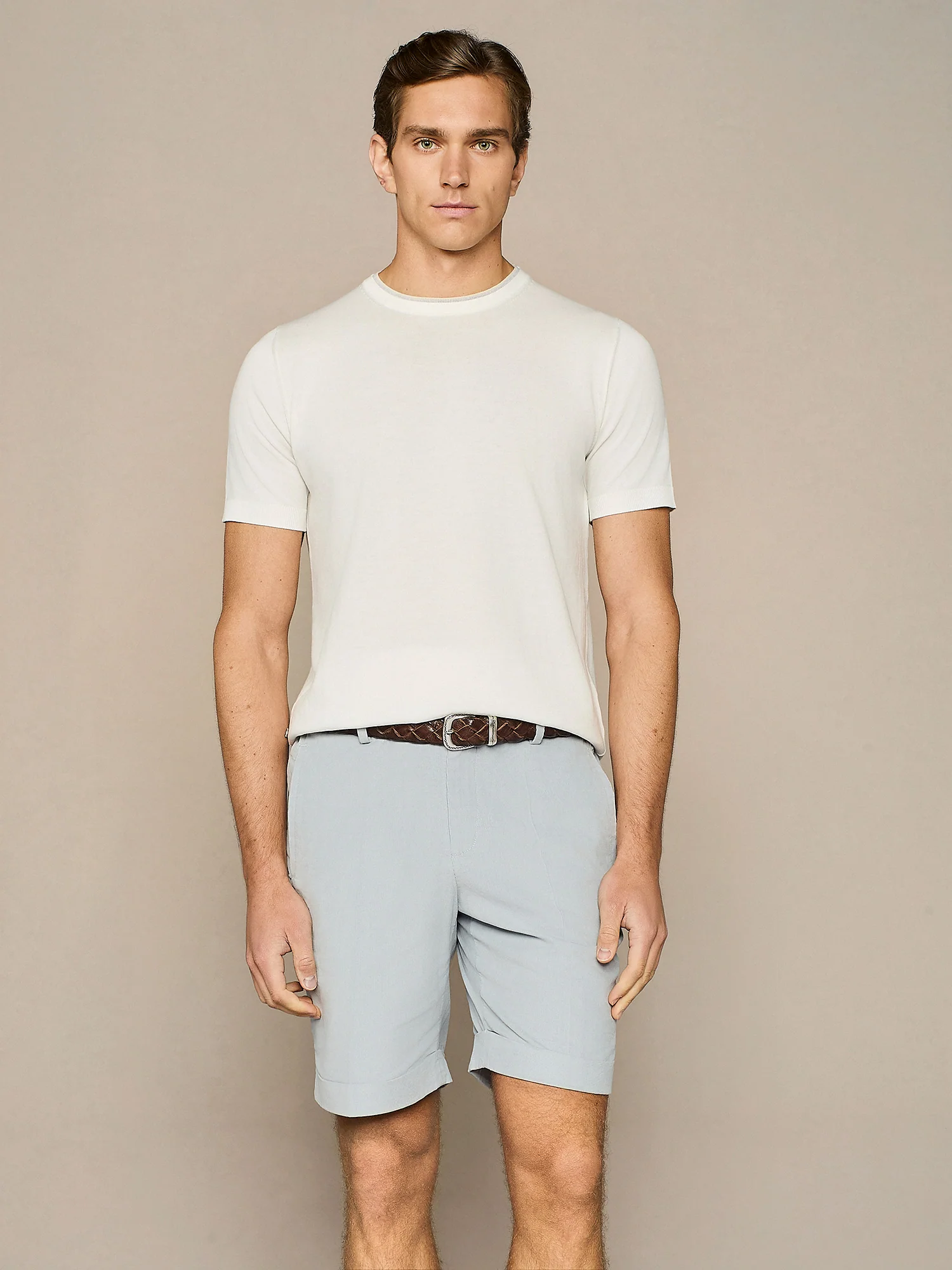 T-shirt doppio collo in maglia bianca