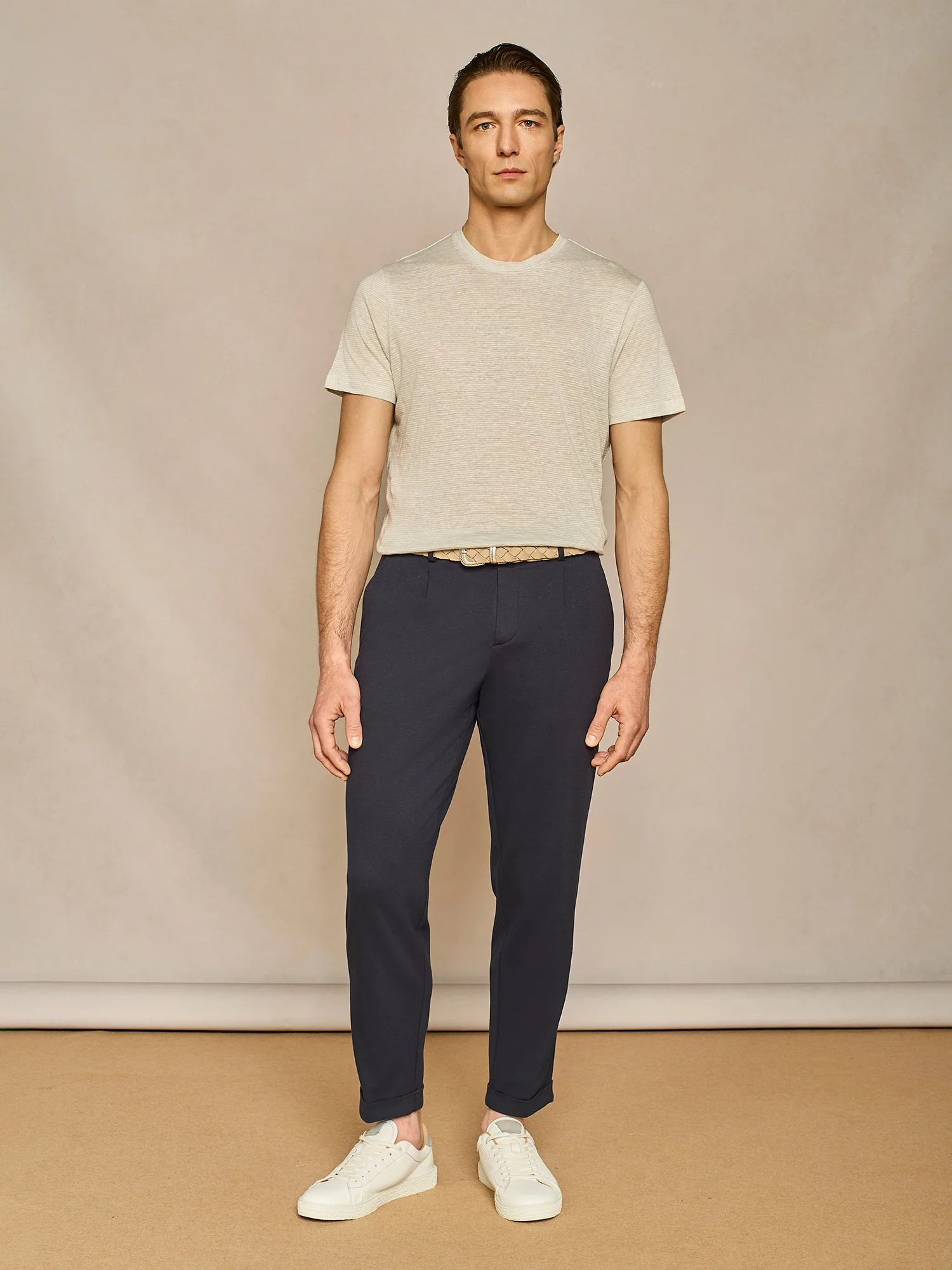 T-shirt in lino a righe cloud - Image 3