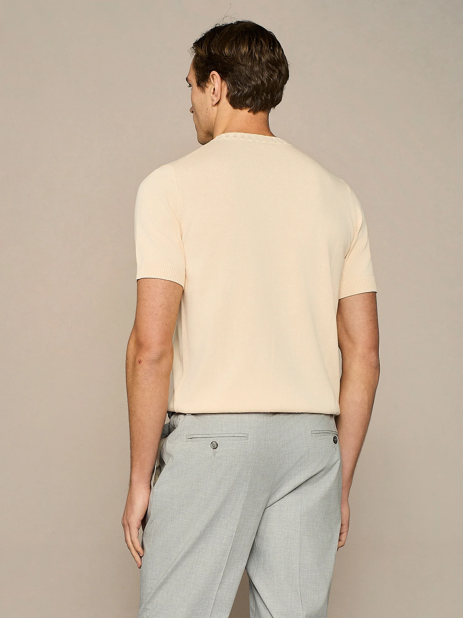 T-shirt in maglia in cotone lavato apricot - Image 4