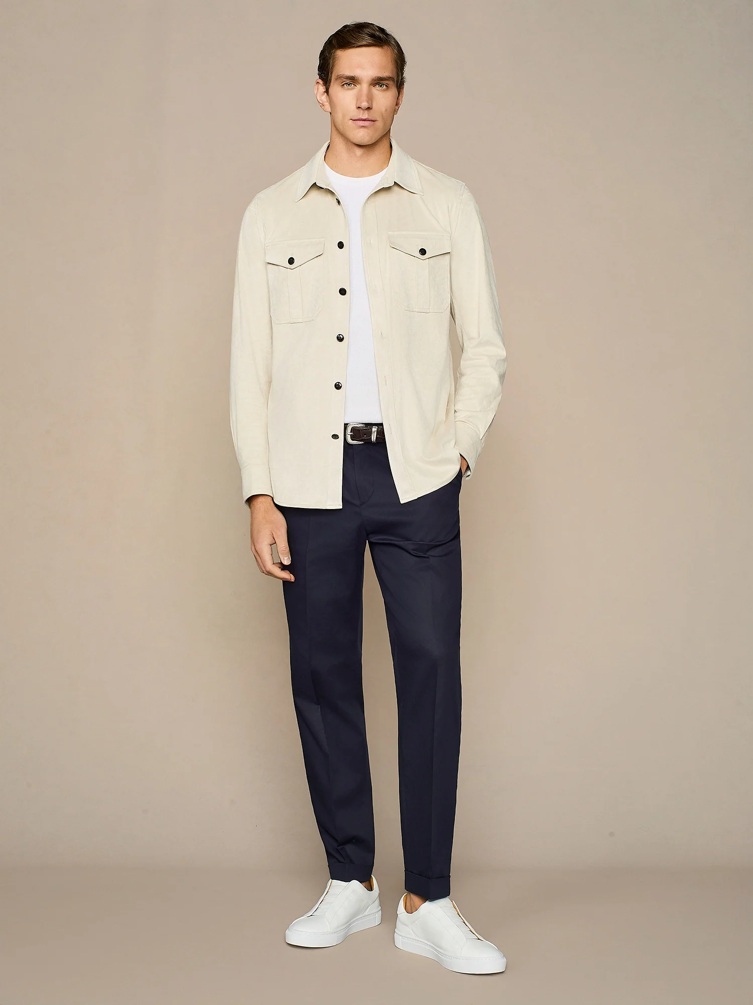Overshirt in eco suede beige - Image 3