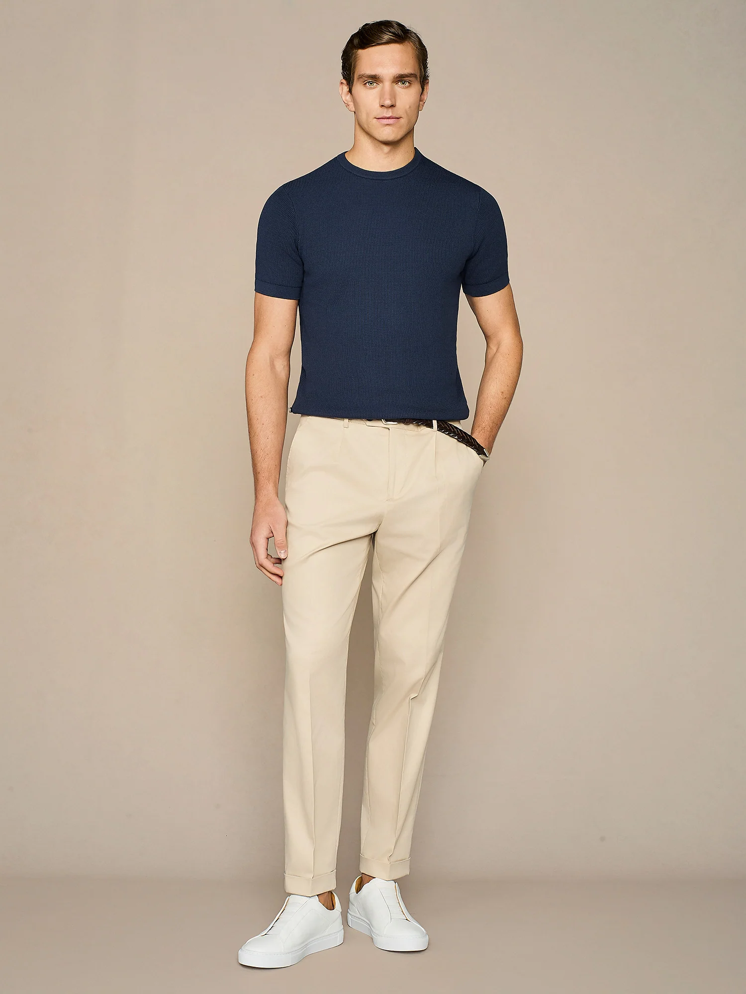 T-shirt in maglia costa inglese blu - Image 3