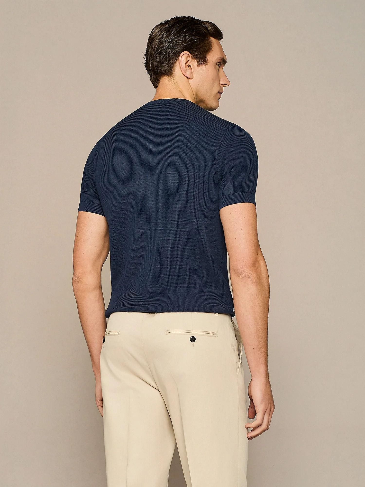 T-shirt in maglia costa inglese blu - Image 4