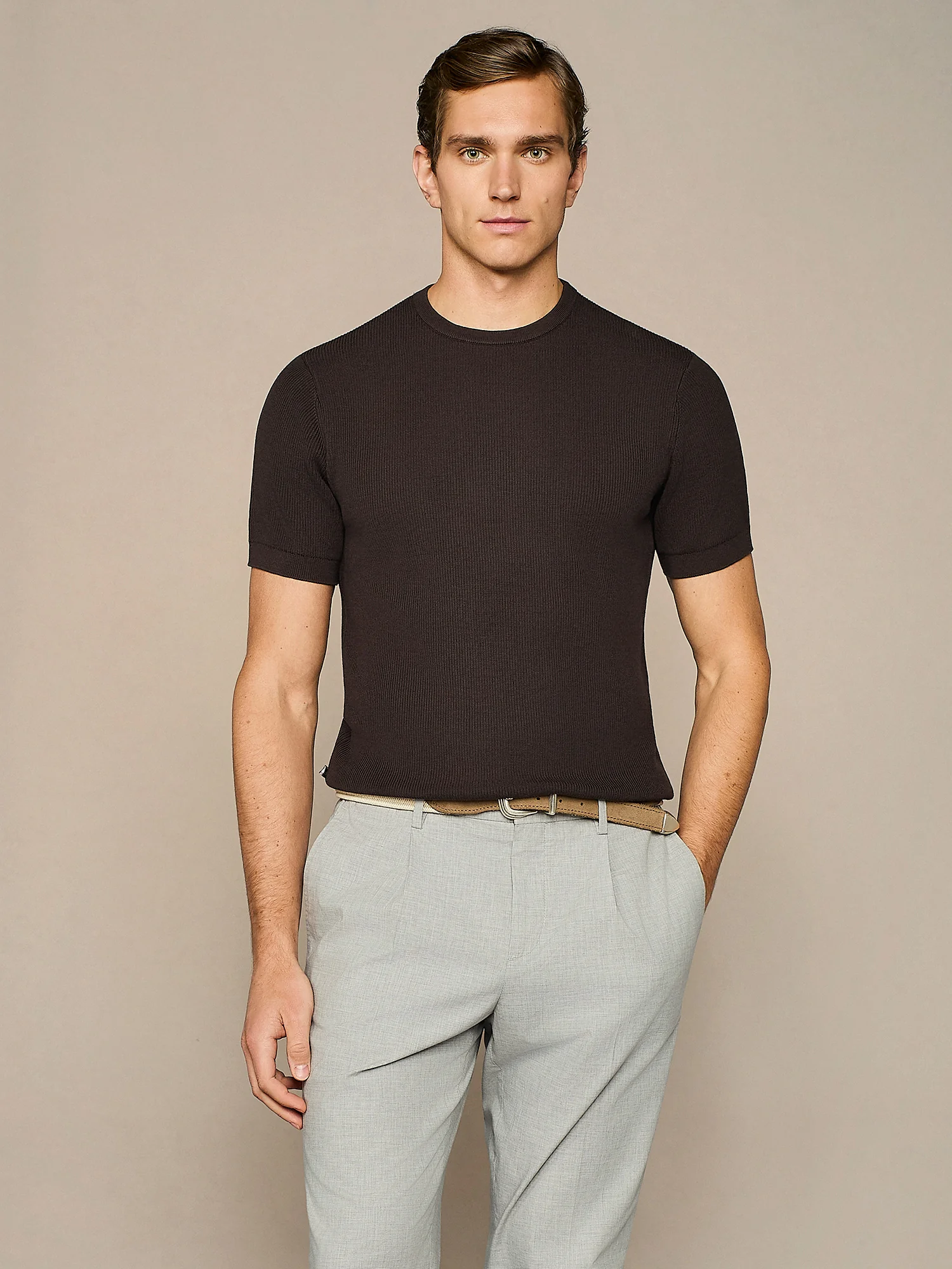 T-shirt in maglia costa inglese moro