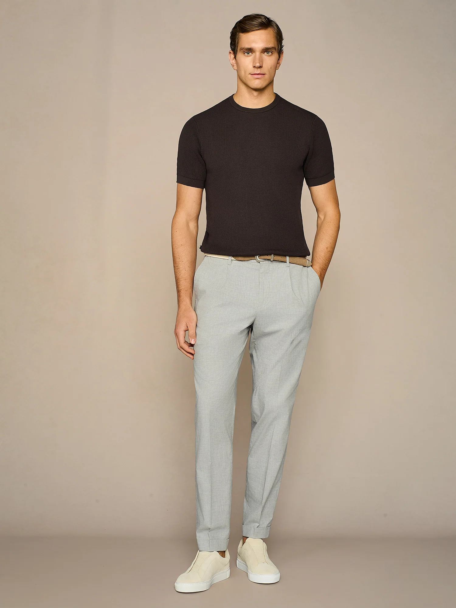 T-shirt in maglia costa inglese moro - Image 3